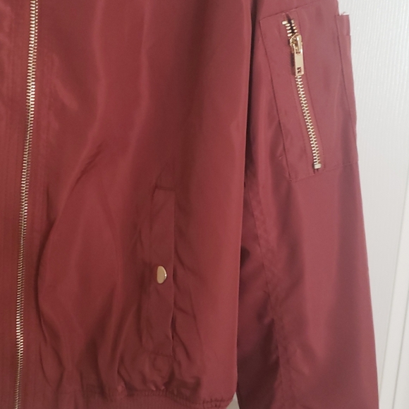 NWT Burgandy Matte Bomber Jacket - Picture 2 of 5